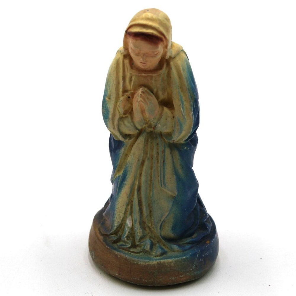 Vintage Chalkware Nativity Scene Praying Mary Replacement Figurine 3.5" Tall